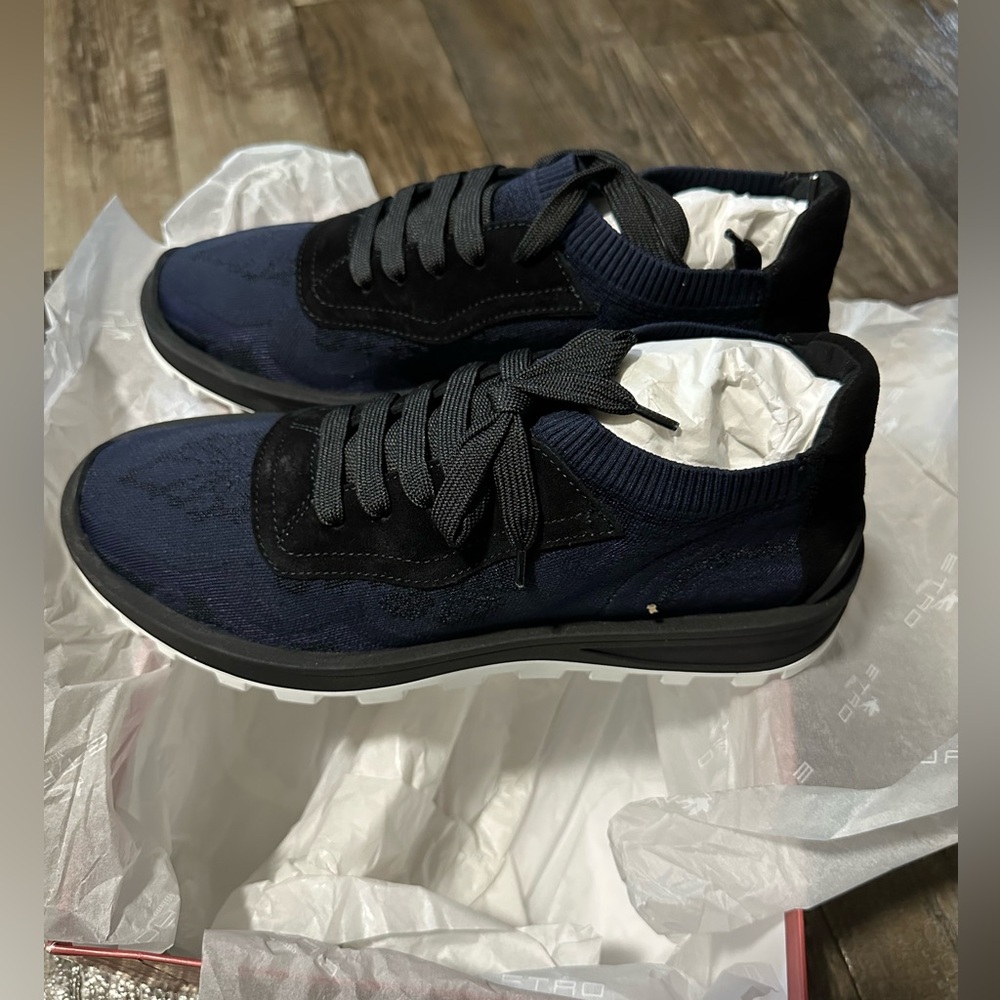 MWT $890 Etro Navy Men's Sneakers Shoes With Jacquard Paisley Prints IT 40 US 7